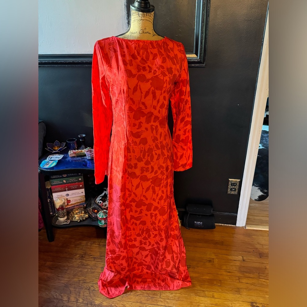 Red floral dress